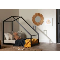 Sweedi - House Bed with Chimney for Baby - Black