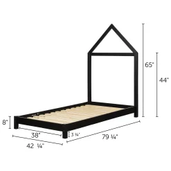 Sweedi Bed with House Bed Frame Headboard - Matte Black