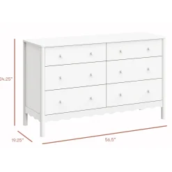 Swell 6 Drawers Assembled Dresser- White