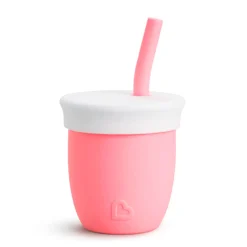 Training Silicone Cup with straw 4oz - Coral