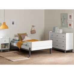 Twin Bed - Bebble Soft Gray and White