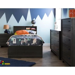 Twin Bed and Headboard Set - Fynn Gray Oak