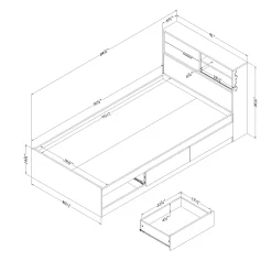 Twin Bed and Headboard Set - Fynn Gray Oak