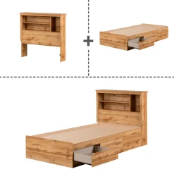 Twin Bed and Headboard Set - Tassio Nordik Oak