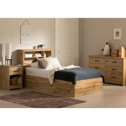 Twin Bed and Headboard Set - Tassio Nordik Oak