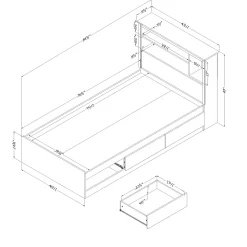 Twin Bed and Headboard Set - Tassio Nordik Oak