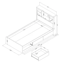 Twin Bed and Headboard Set - Aviron Blueberry