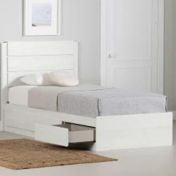 Twin Bed and Headboard Set - Arlen White Pine