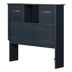 Twin Bed Bookcase Headboard with Sliding Doors - Blueberry