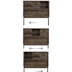 Twin Bed Bookcase Headboard with Sliding Doors Asten - Fall Oak