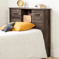 Twin Bookcase Headboard with Doors Ulysses - Fall Oak