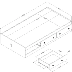 Twin Mates Bed with 3 Drawers - Little Smileys Pure White