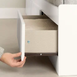 Twin Mates Bed With Bookcase Headboard Set - Reevo Pure White