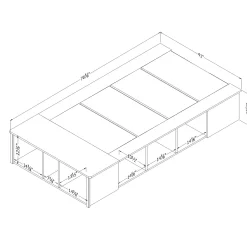 Twin Platform Bed with Baskets Flexible - Pure White