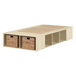Twin Storage Bed with Baskets - Avilla Bleached Oak