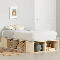 Twin Storage Bed with Baskets - Avilla Bleached Oak
