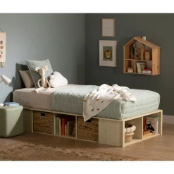 Twin Storage Bed with Baskets - Avilla Bleached Oak