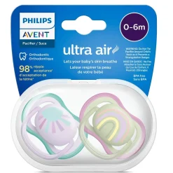 Ultra Air Pacifier 0-6m Lilac Sun/Green Rainbow 2-pack