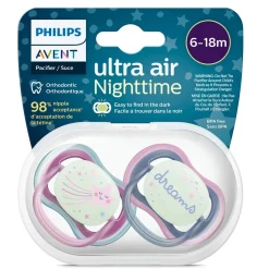 Ultra Air Pacifier Nighttime 6-18m Falling Star/Dreams 2-pack