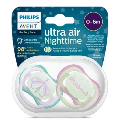 Ultra Air Pacifier Nighttime 0-6m Lilac Dragonfly/Dreams 2-pack