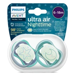 Ultra Air Pacifier Nighttime 6-18m Sleeping Star/Moon 2-pack