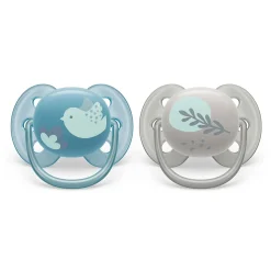 Ultra Soft Pacifier 6-18m Blue Dove / Silver Leaf 2-pack