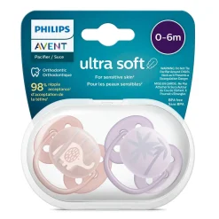 Ultra Soft Pacifier 0-6m Lychee Elephant / Lilac Palms 2-pack