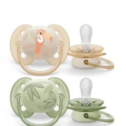 Ultra Soft Pacifier 0-6m Toucan / Green Leaves 2-pack