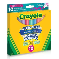 Ultra-Clean Washable Broad Line Markers, Tropical Colours, 10 Count