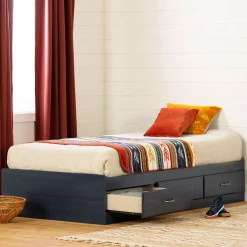 Ulysses Mates Twin Bed with 3 Storage Drawers - Blueberry
