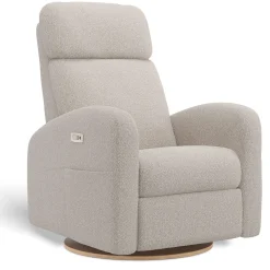 Upholstered Rocking Armchair Swivel, Glider, Recliner Hailey - Beyond Sheep Vanilla Motorized Electric