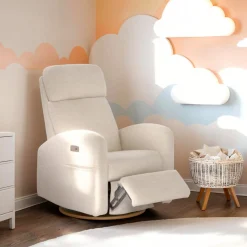 Upholstered Rocking Armchair Swivel, Glider, Recliner Hailey - Henequen Motorized Electric