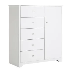Vito Door Chest with 5 Drawers - Pure White
