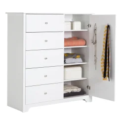 Vito Door Chest with 5 Drawers - Pure White