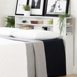 Vito Double Bookcase Headboard - Pure White