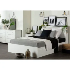 Vito Double Bookcase Headboard - Pure White