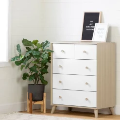 Yodi 5-Drawer Chest - Soft Elm and Pure White