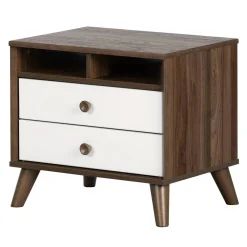 Yodi Nightstand - Natural Walnut / White
