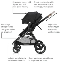 Zelia Luxe 5-in-1 Modular Travel System - Basalt Black